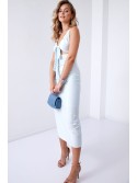 Summer dress with a tied neckline, light blue 110525 - Online store - Boutique